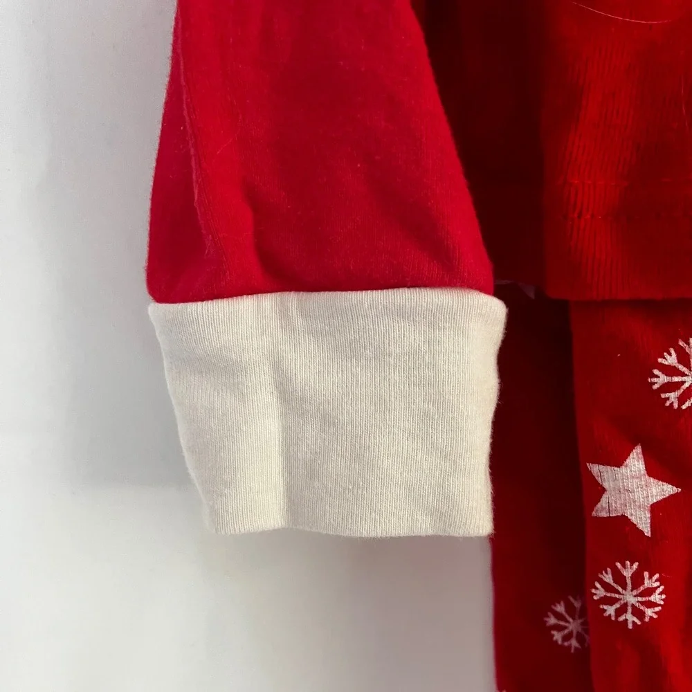 Kids Red Christmas‎ Reindeer Snowflake Pajama Set Long Sleeve Pants glow in dark